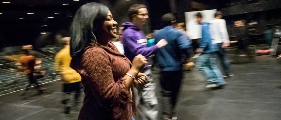 Photo of students in movement workshop.