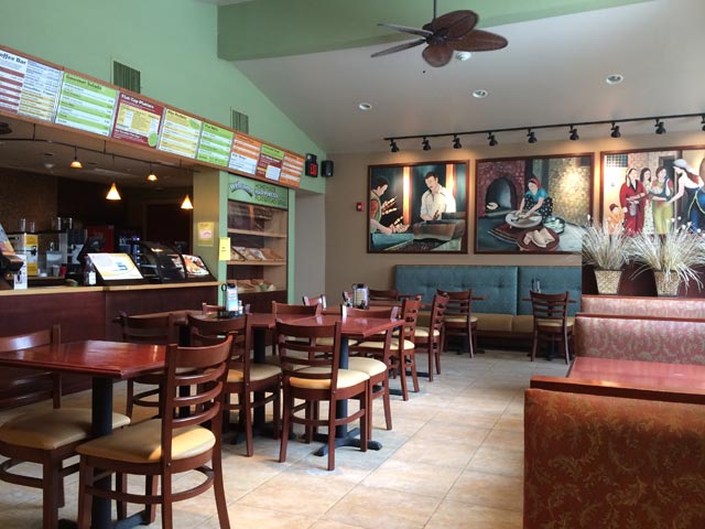 Photo of the dining room in the first Flatbread Grill.
