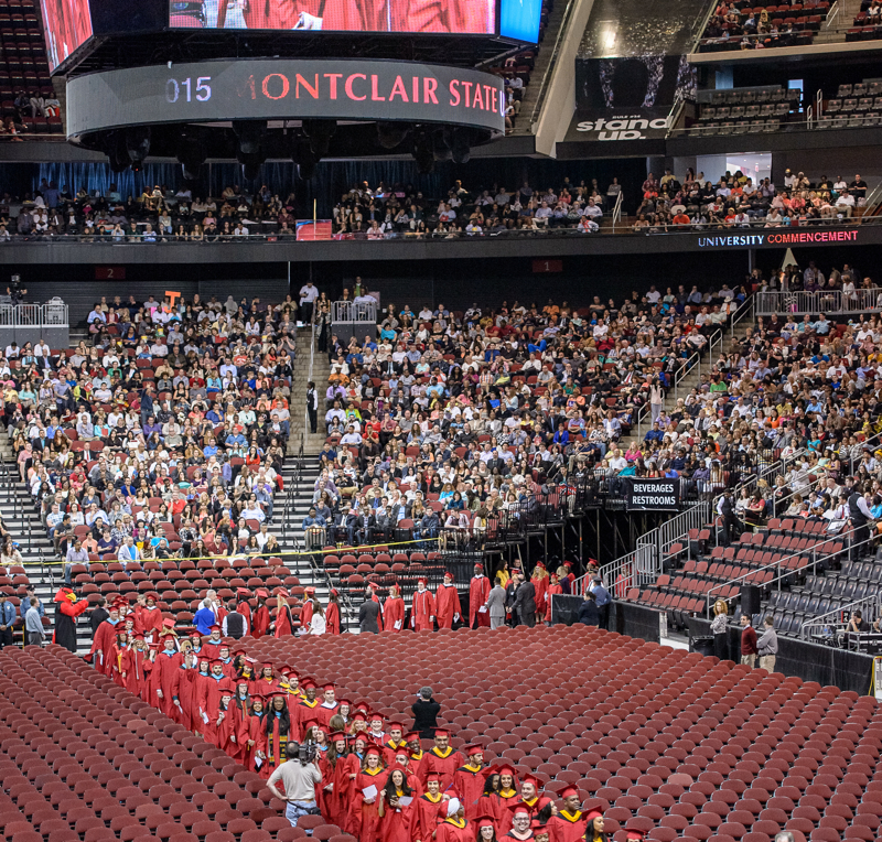 Montclair State University students procession at Prudential Center.