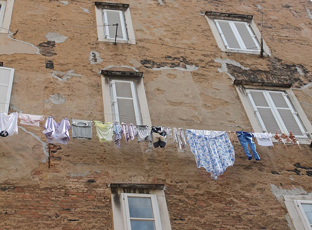 Laundry on the line in Rijeka, Croatia