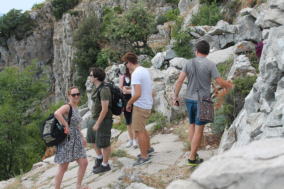 Students hiking to a remote beach on the island of Cres.