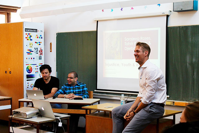 Arnaud Kurze addresses students in the transitional justice course in Rijeka.