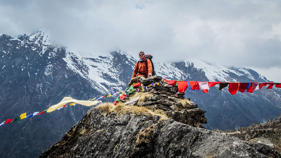 Mike Pacyna in Namache on the way to Mount Everest base camp.  