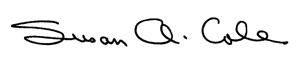 Dr. Susan A. Cole's signature.
