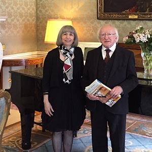 Lucy McDiarmid with Michael D. Higgins, president of Ireland