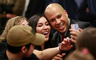 Photo of Senator Cory Booker With Students