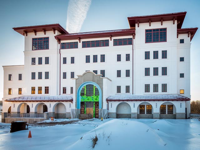 Photo of the School of Business Building under construction