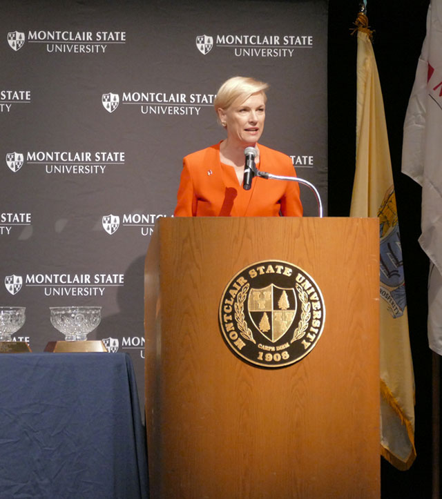 Photo of Planned Parenthood President Cecile Richards speaking at podium.