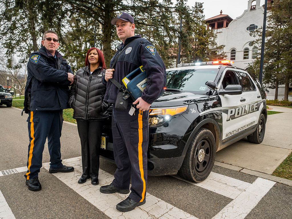 Photo of Officer Jeff Struble, Dispatcher Sylvia Sims and Officer Andrew Burde.