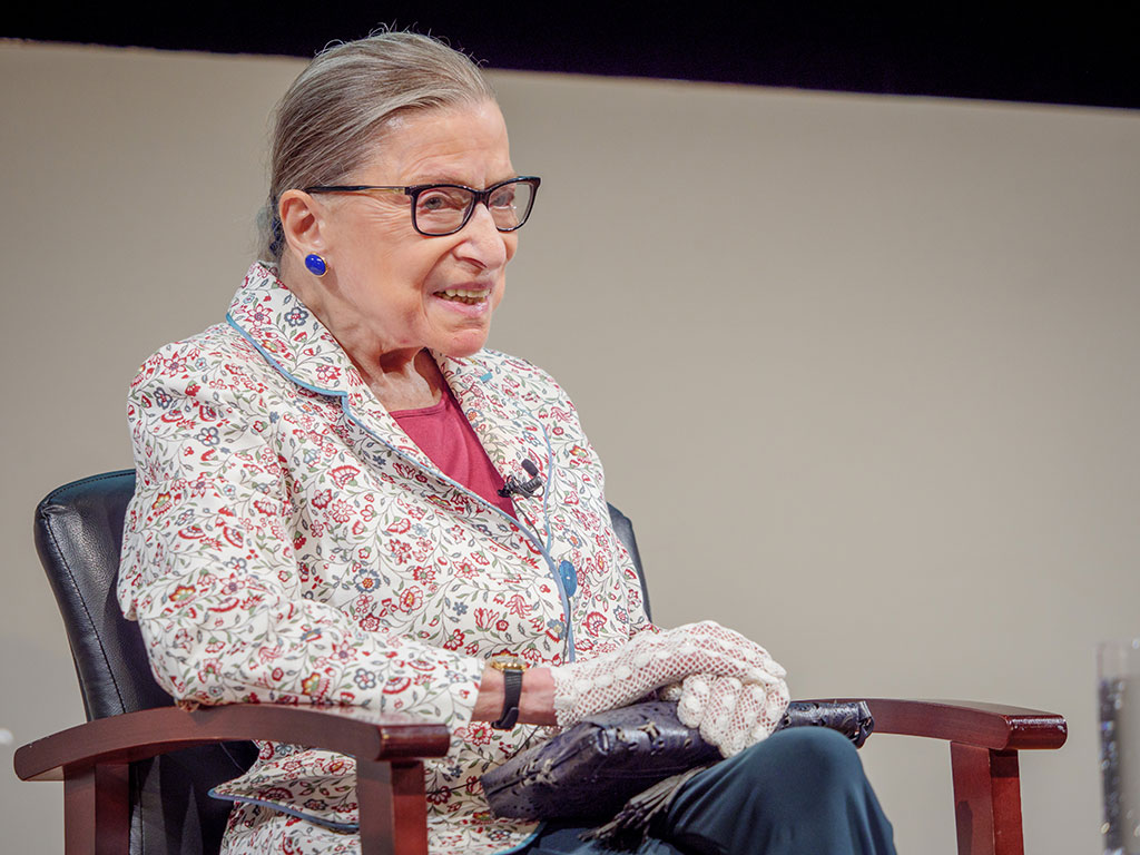 Ruth Bader Ginsburg spending day on campus.