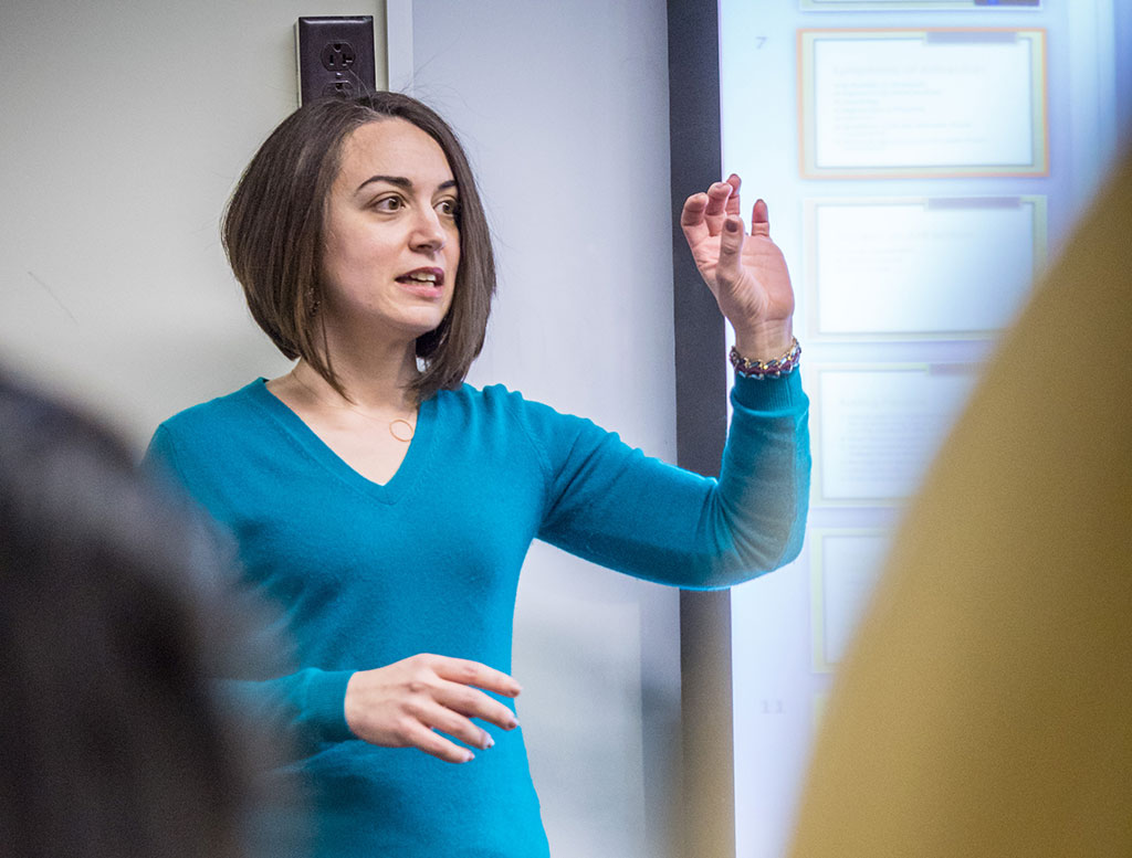 Yasemin Besen-Cassino teaching a class