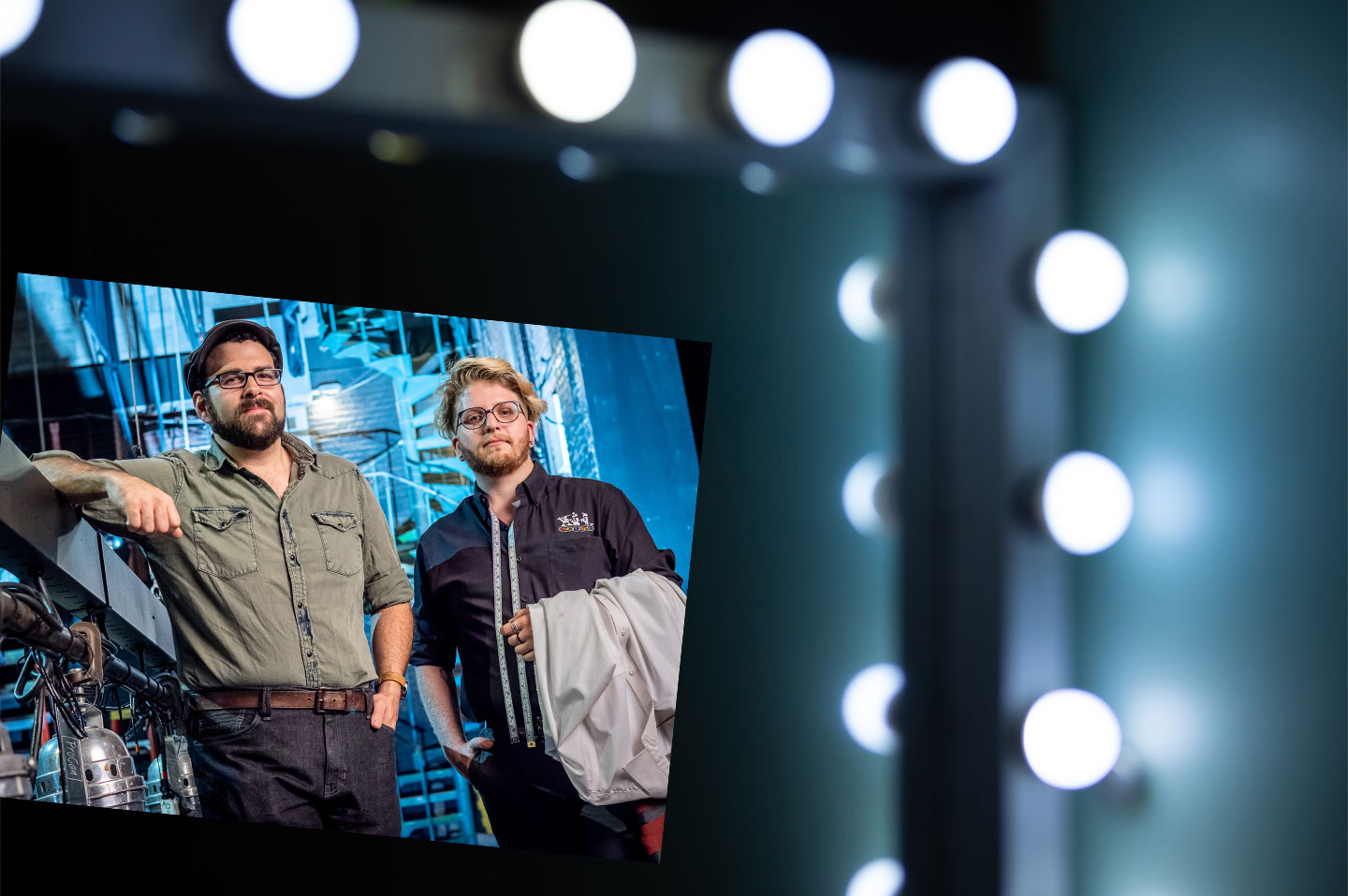 Alumni Jeffrey Colton (left) and Jason Flamos (right) have both found success backstage in costume and lighting design, respectively.