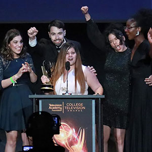 Students celebrating College Oscar victory