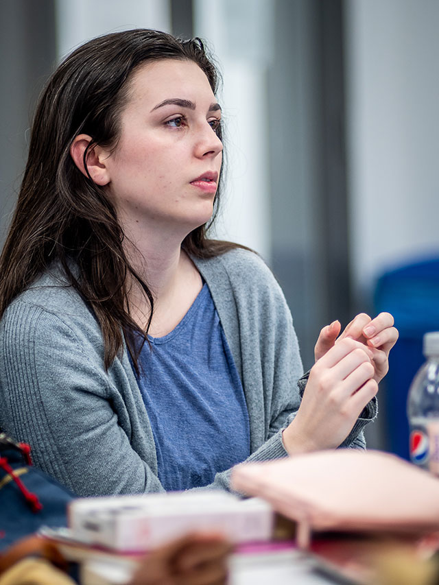 Female student in class