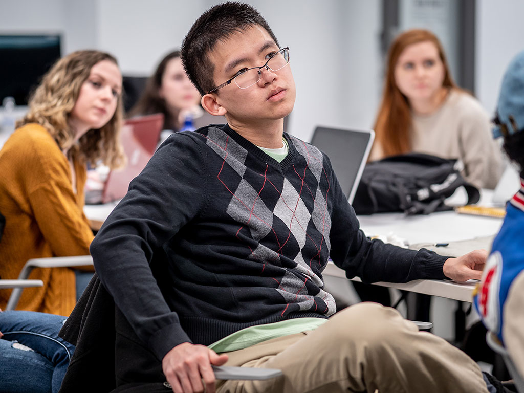 Male student in class.