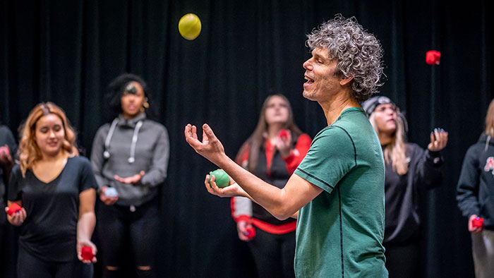 World-renowned juggler Sean Gandini teaches Montclair State students the art – and math – of juggling.