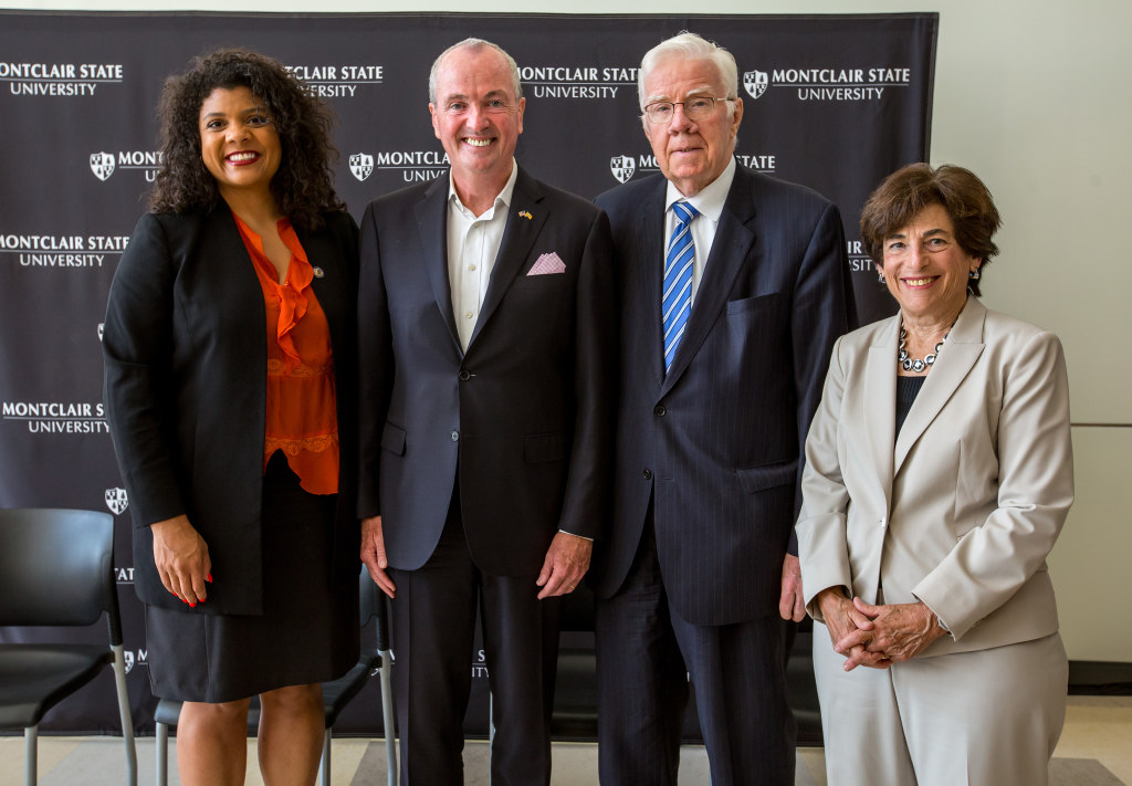 N.J. Assemblywoman Britnee N. Timberlake (left) and Assemblyman Thomas P. Giblin (center right) joined Governor Murphy and President Cole to launch the STEM Innovation Fellowship.