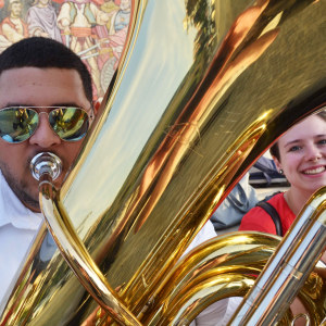 Student playing instrument