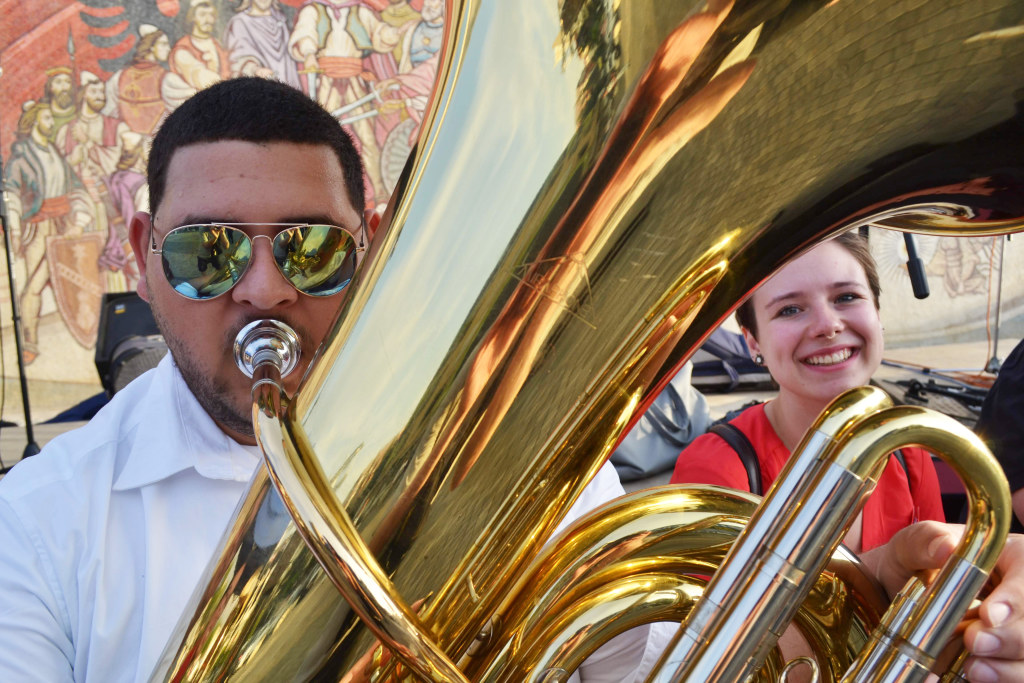 Student playing instrument
