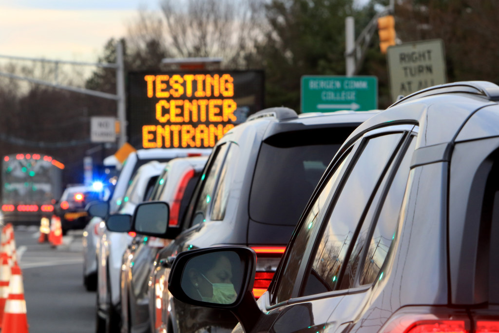 New Jersey residents tested for COVID-19 at a Bergen County drive-through center.