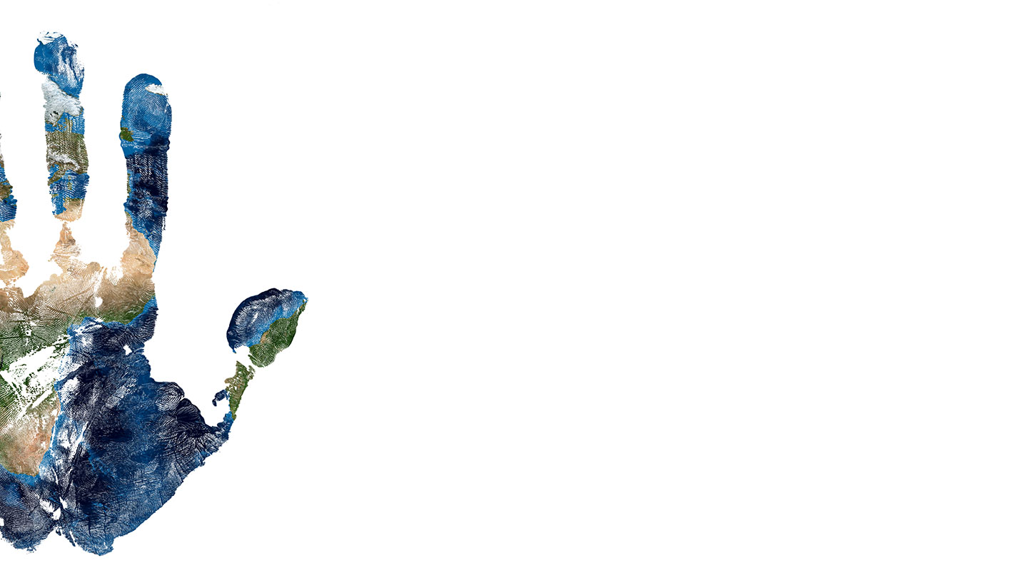 Hand print with Earth pattern