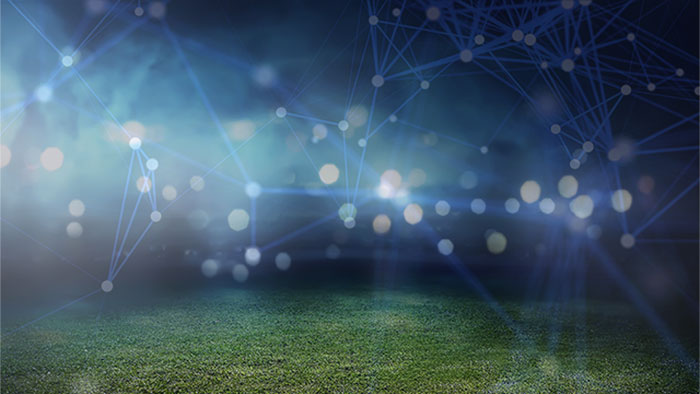 Sports field overlaid with shapes