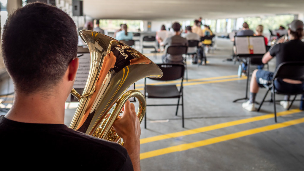 The Symphonic Band, Wind Symphony, and University Singers all held their rehearsals in the Red Hawk Deck.