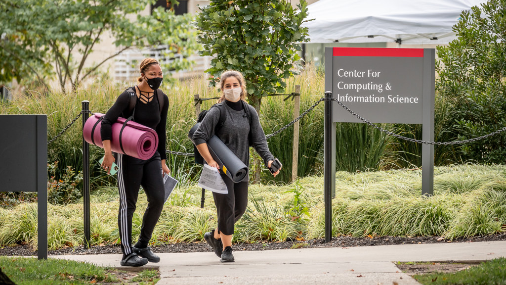Yoga classes were held outdoors this fall, weather permitting.