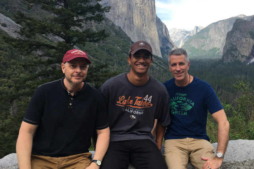 Mercurio (left) and Stewart (right) with Kevin in 2019.