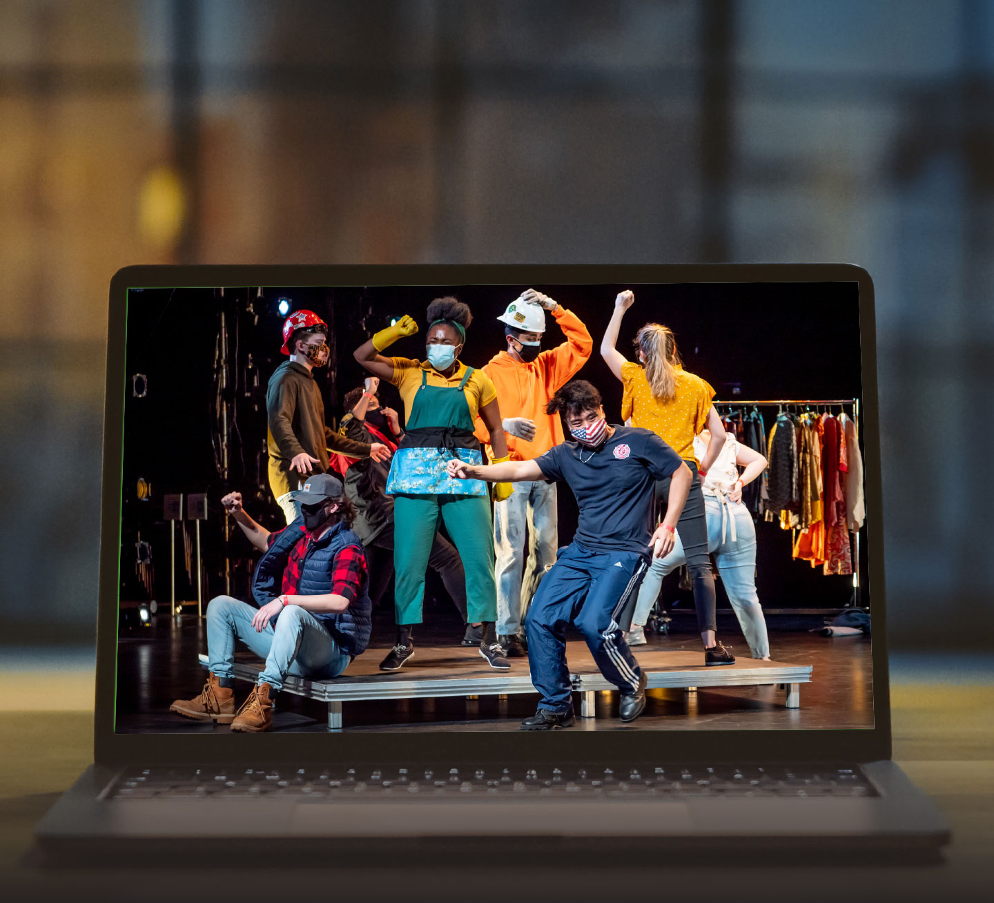 Students performing a vignette from Working at the Kasser Theater.