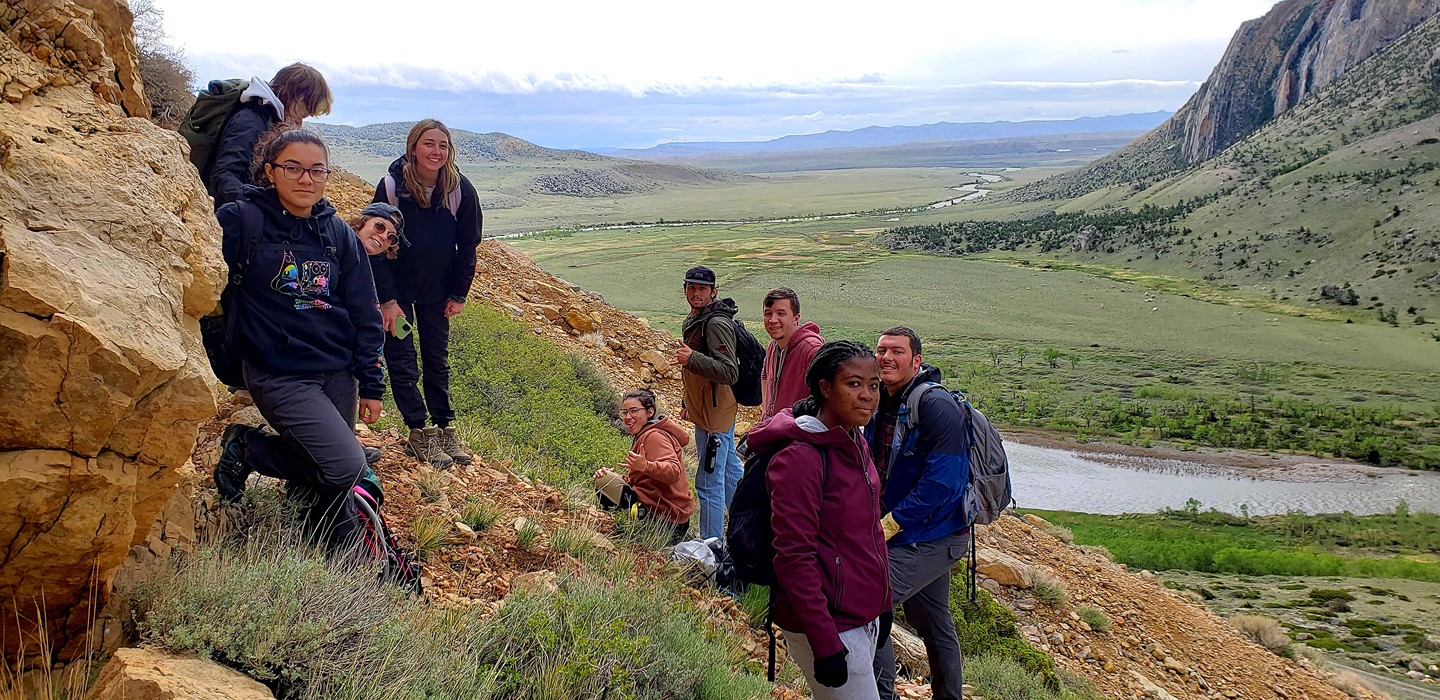 group of students in Clarks Fork Canyon, Wyoming