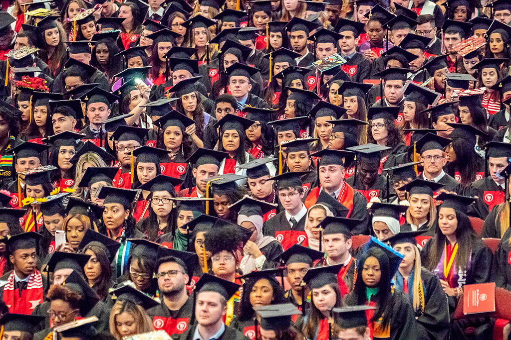 Sea of graduating students at Commencement 2018