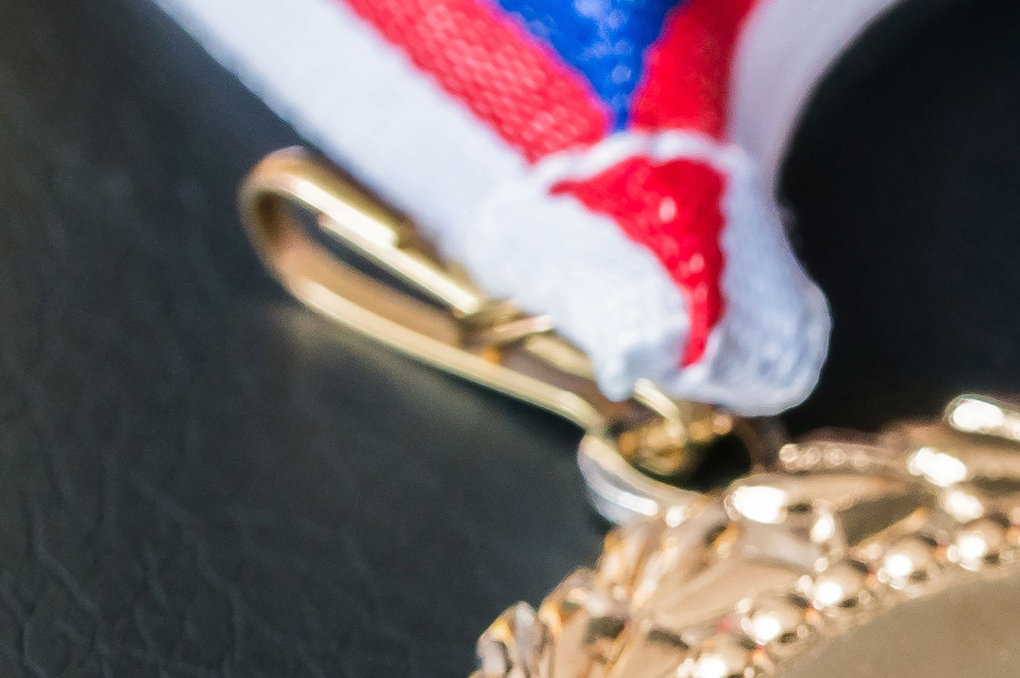 Close up of award medal.