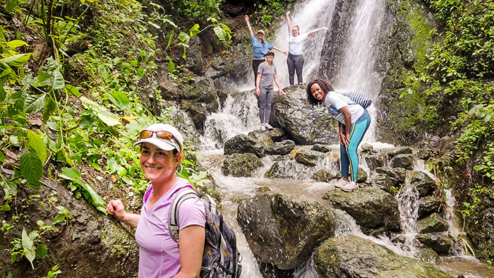 Ladies at Galapagos waterfall