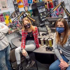 Joshua Tirado and Kaya Maciak brought home individual national broadcasting awards. They are seen here with General Manager Anabella Poland, right, in a rare moment together in the studio.