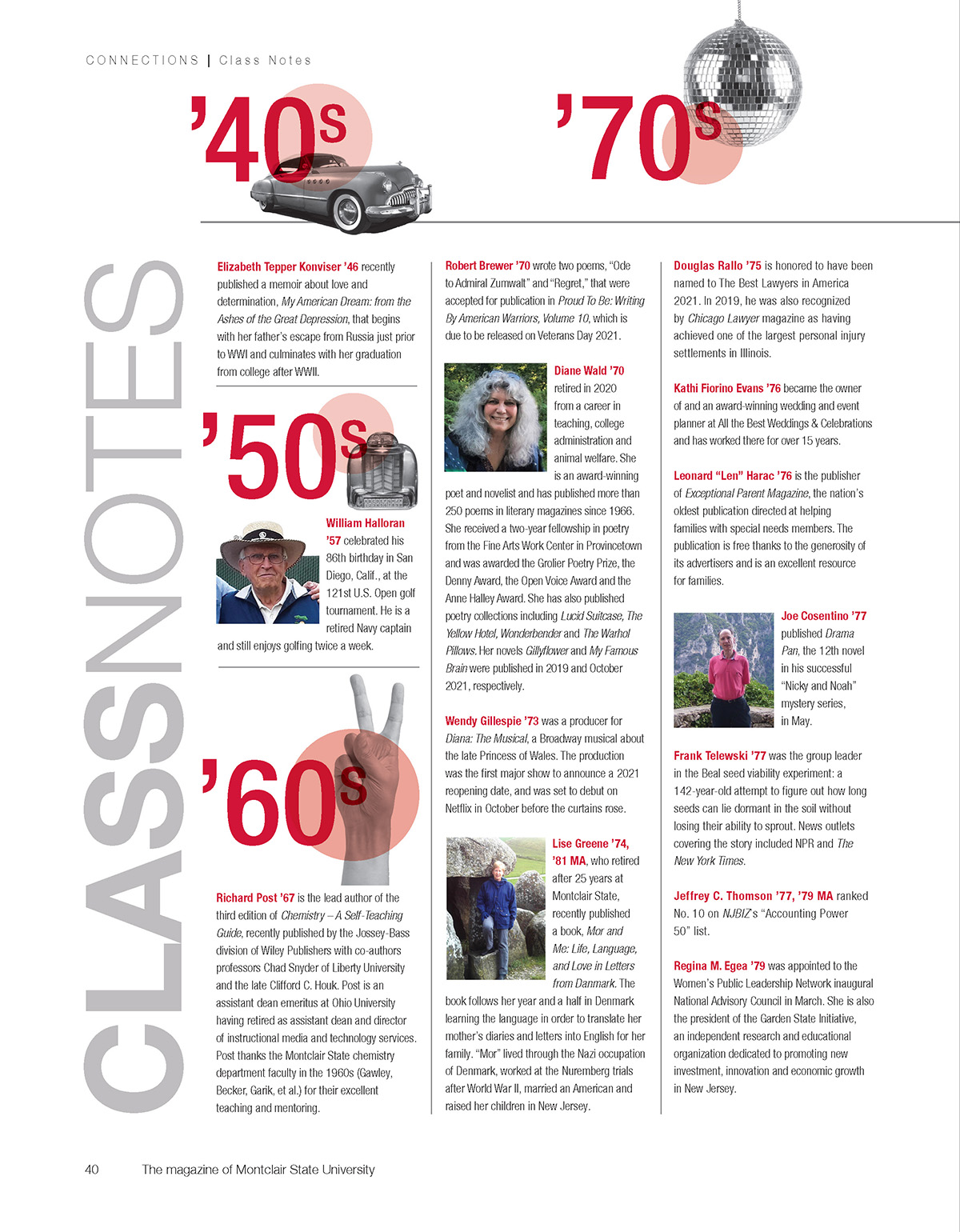 Class notes page from magazine