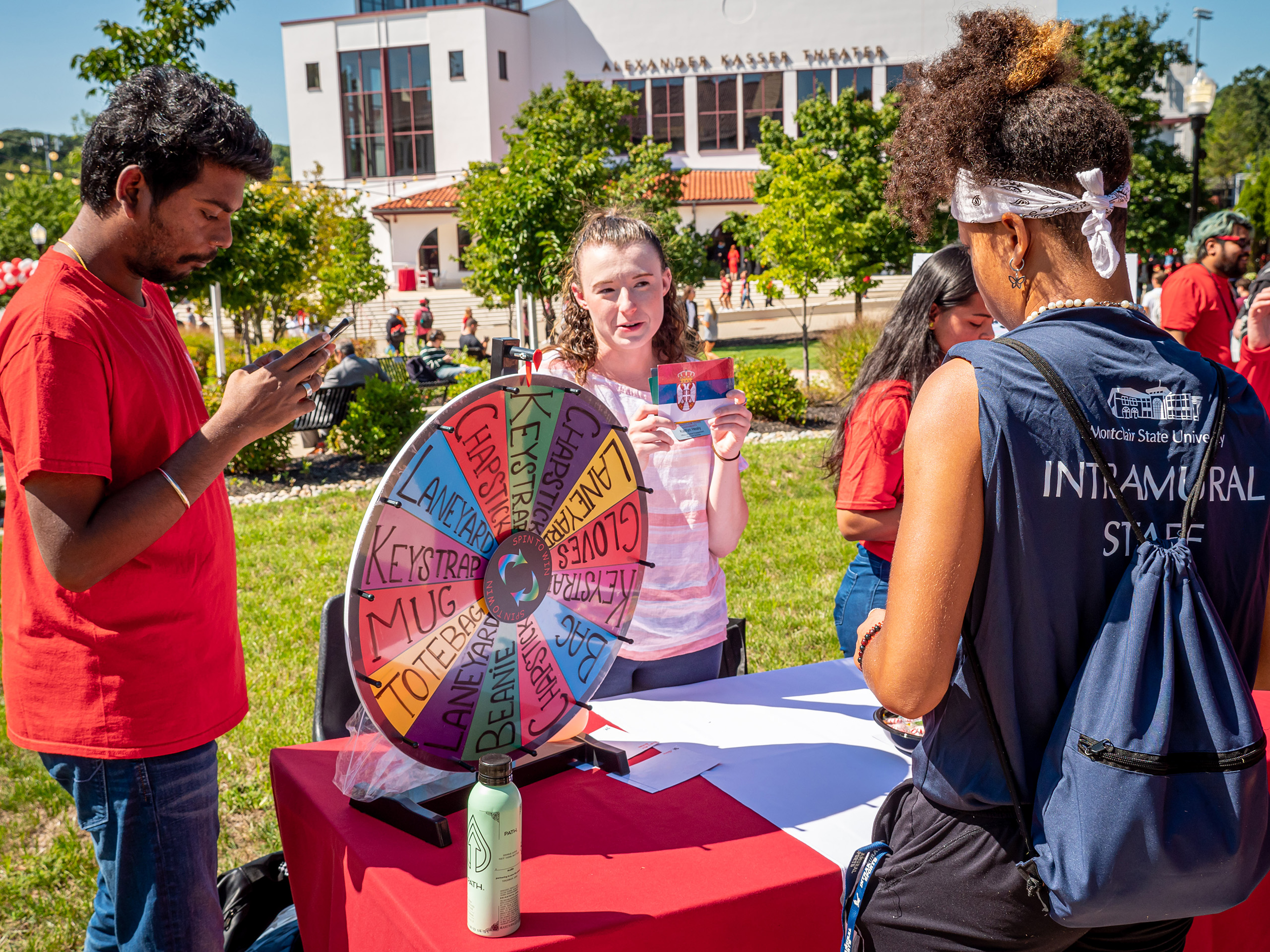 students spin a wheel