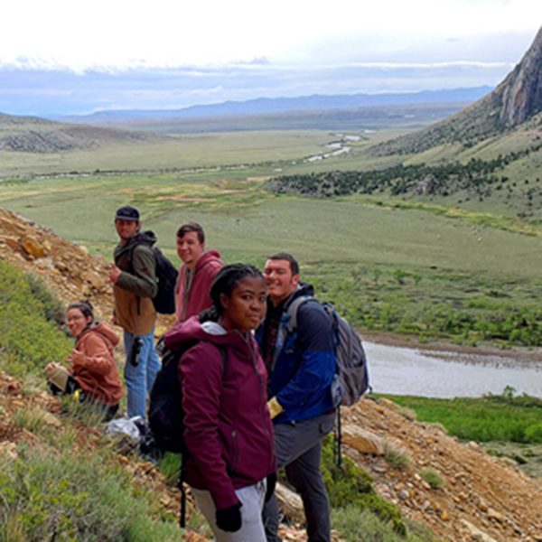 group of students in Clarks Fork Canyon, Wyoming