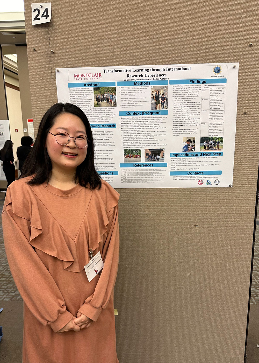 SuSan Lim with poster at MSU 2024 Student Research Symposium
