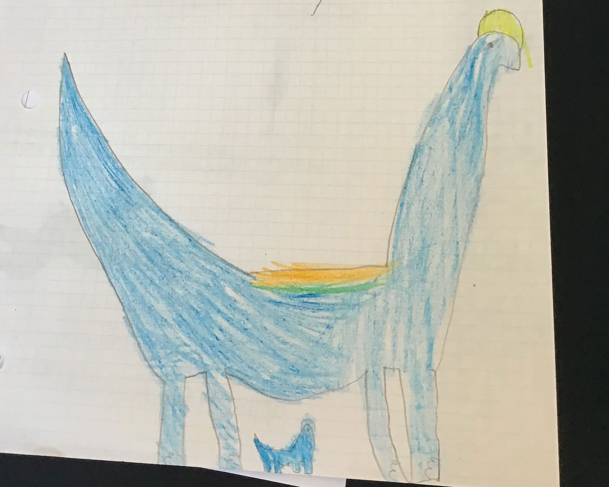 blue longneck dinosaur drawing