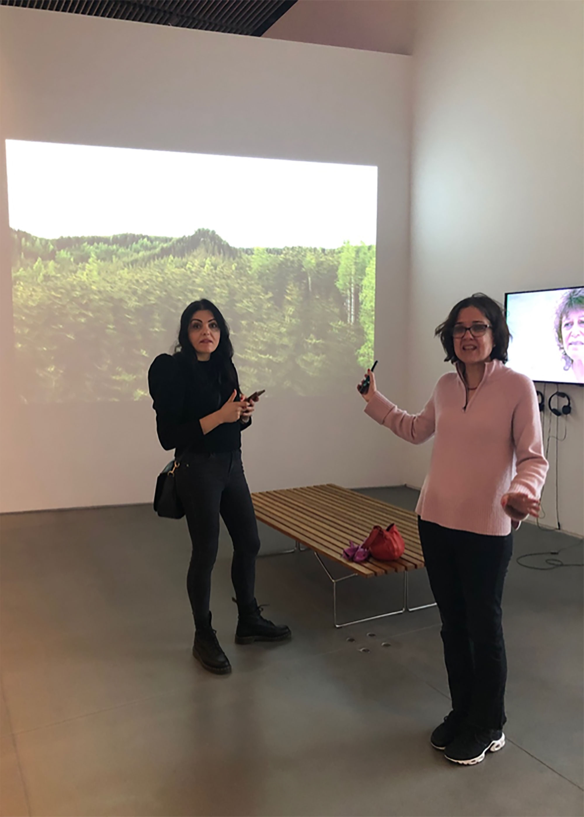 professors discuss the nature exhibit
