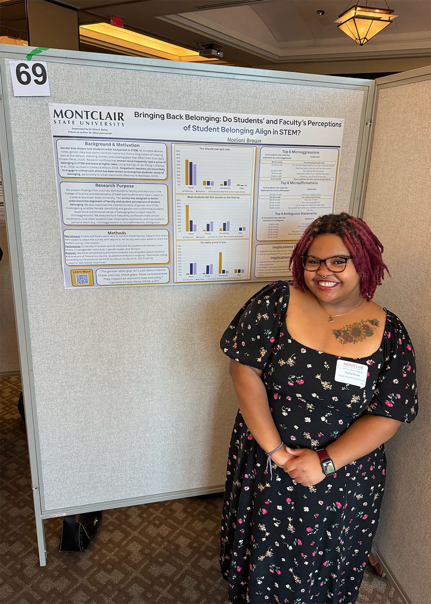 Noelani Brown with her poster at the Student Research Symposium