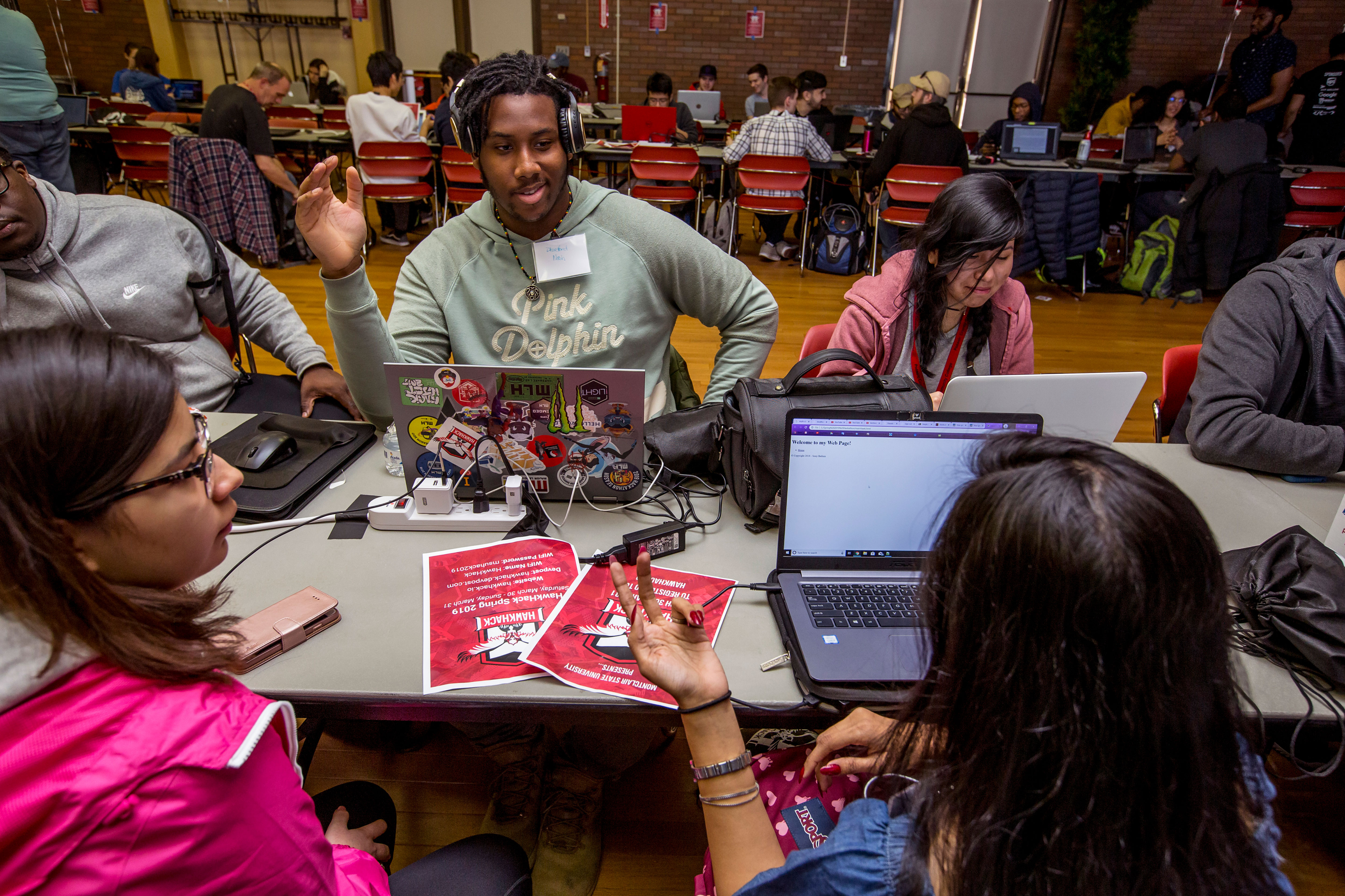 Students at hackathon