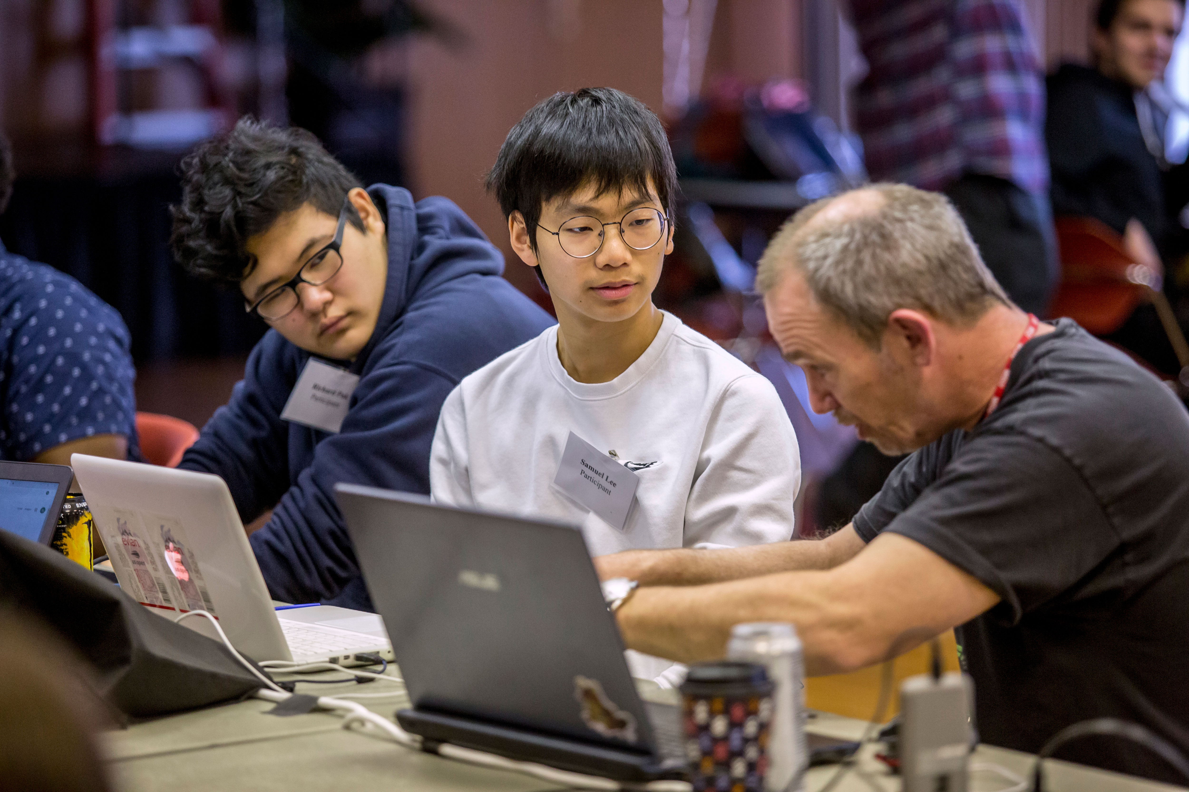 Students at hackathon