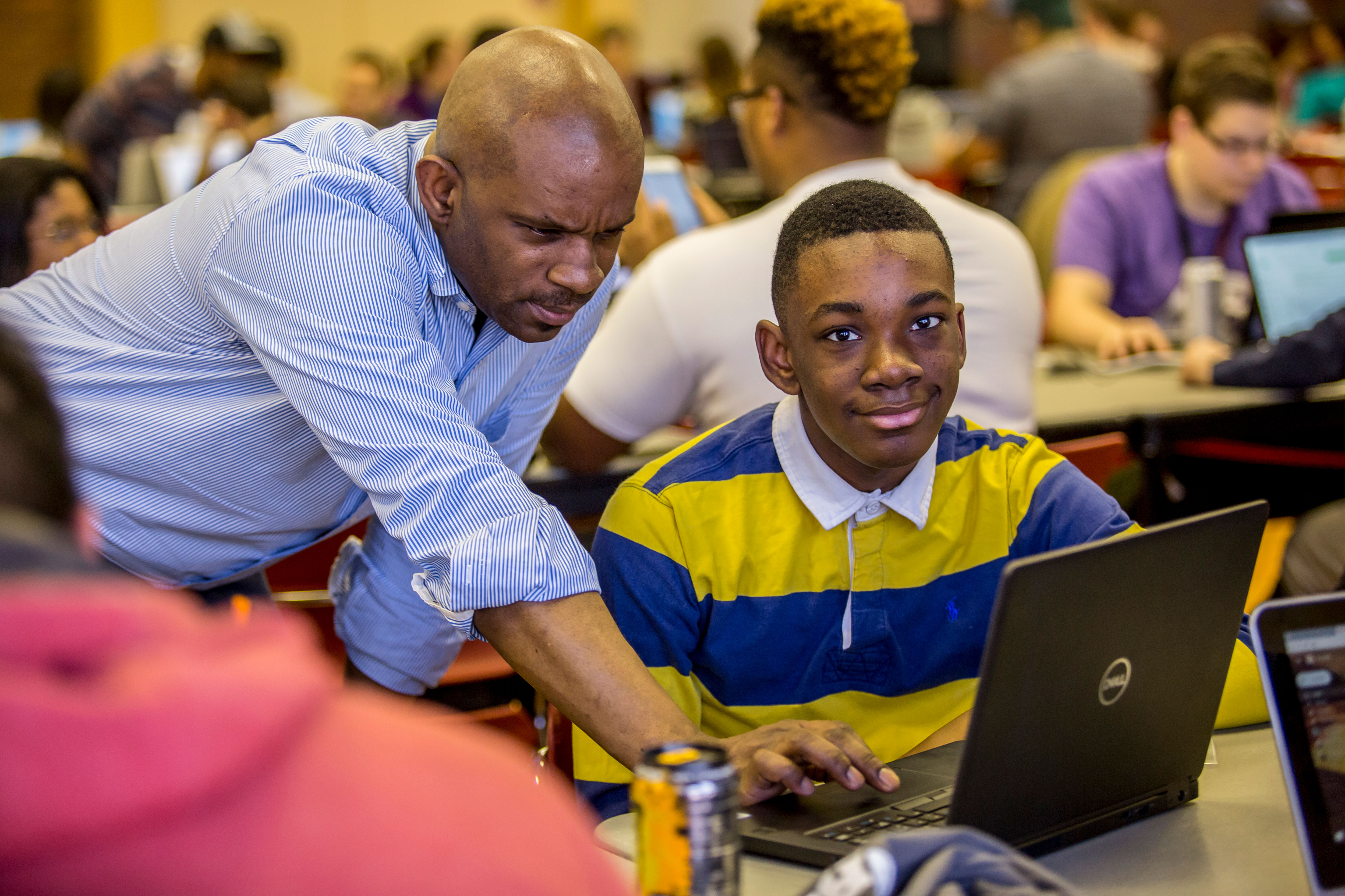 Students at hackathon