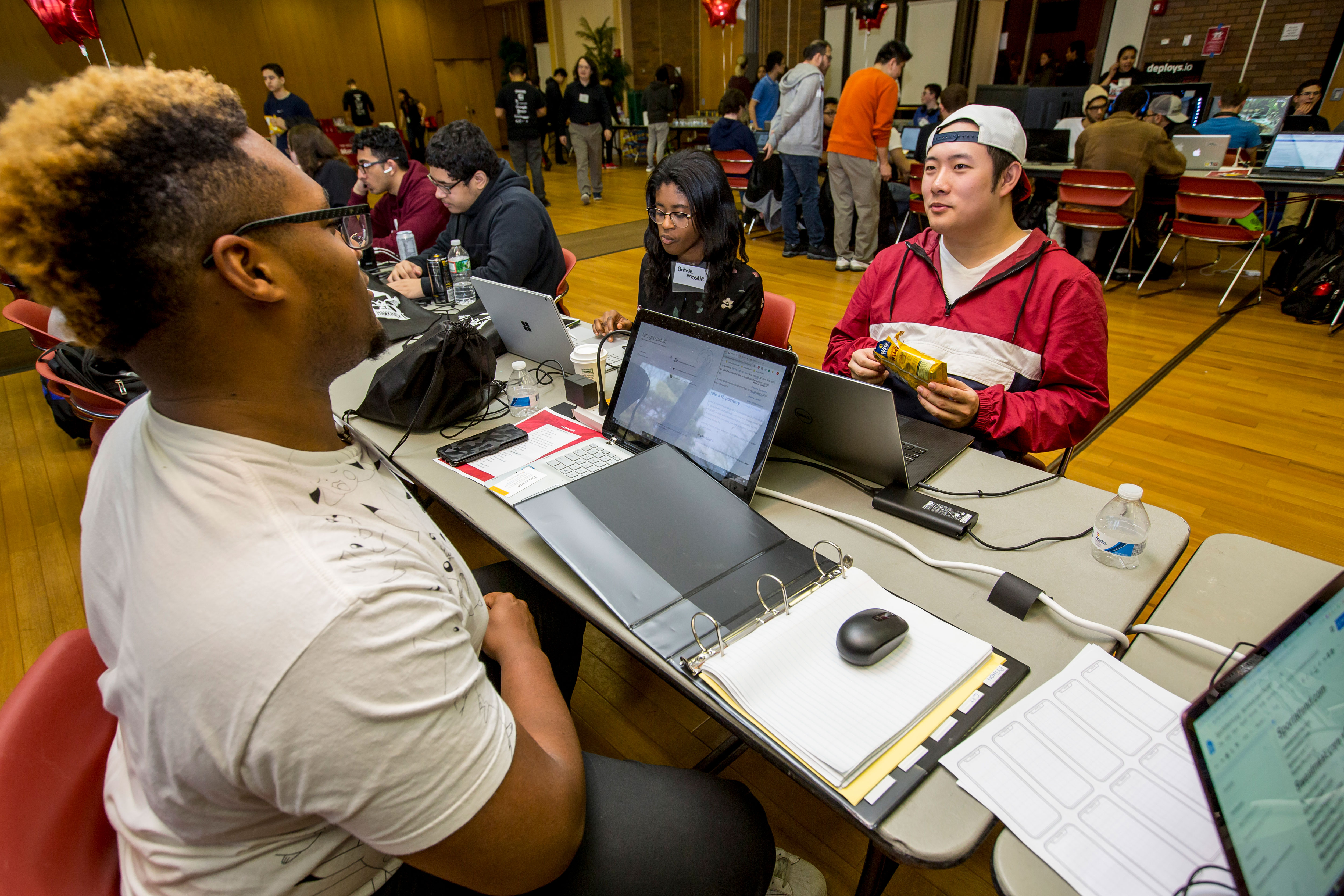 Students at hackathon