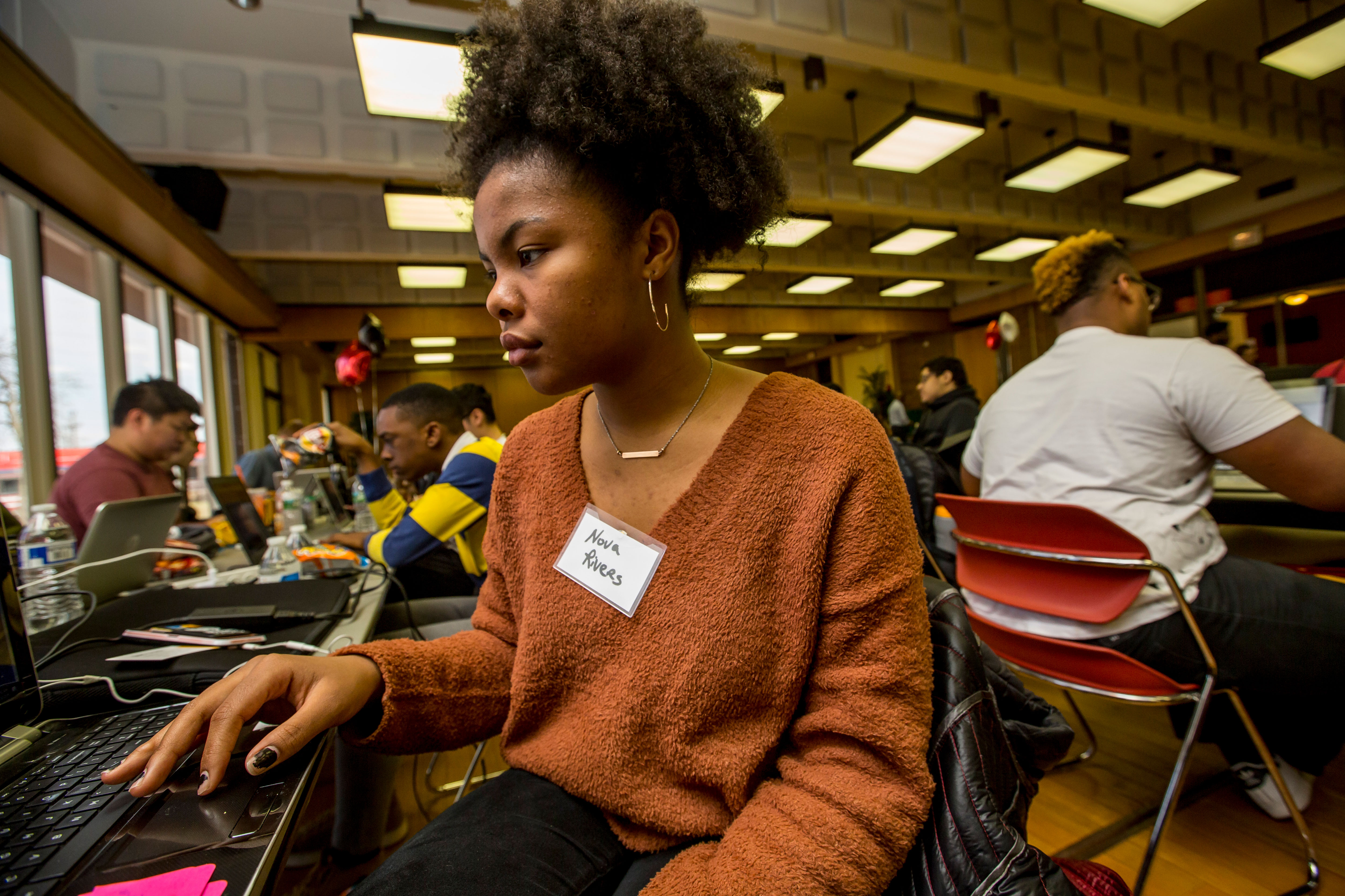 Students at hackathon