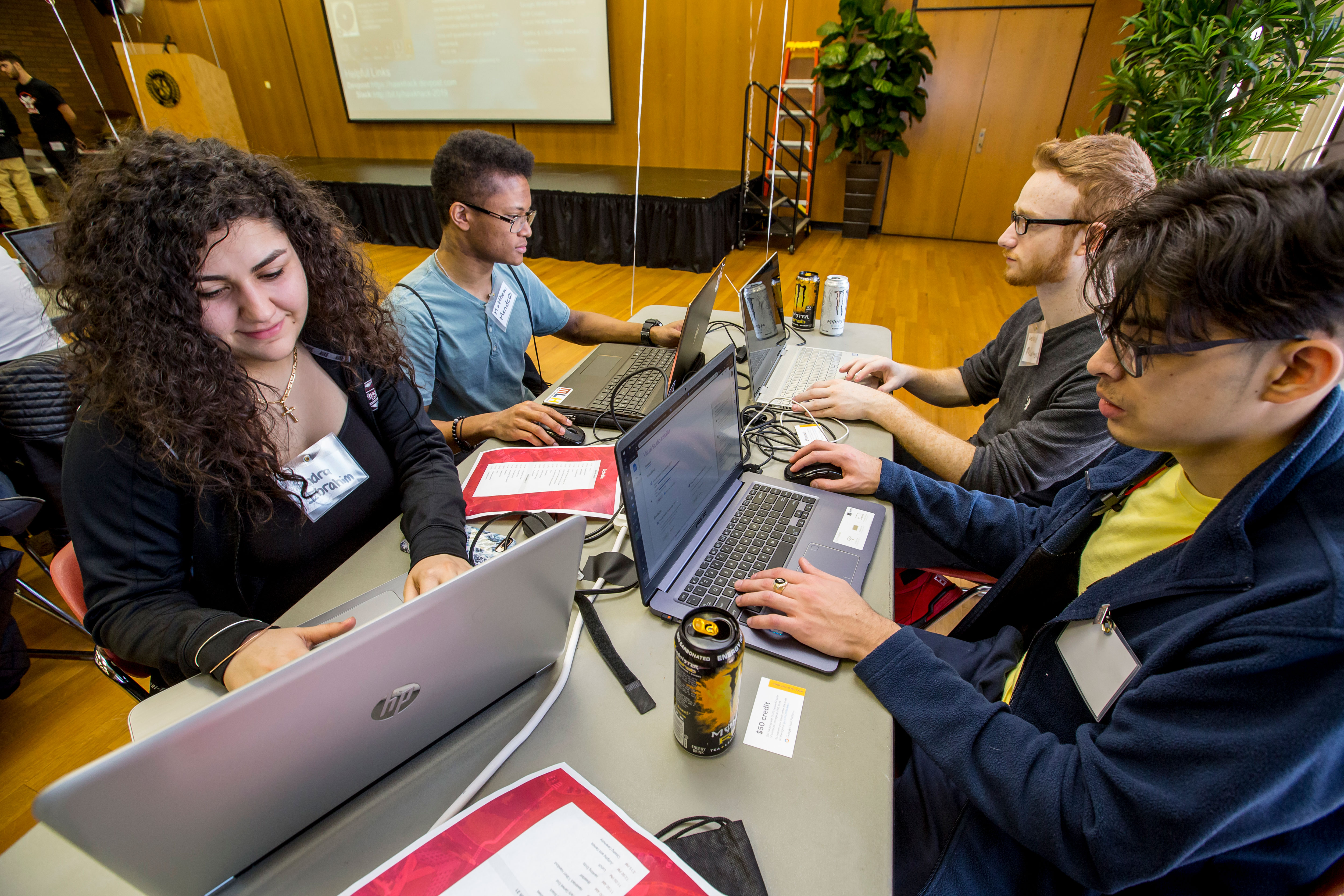 Students at hackathon