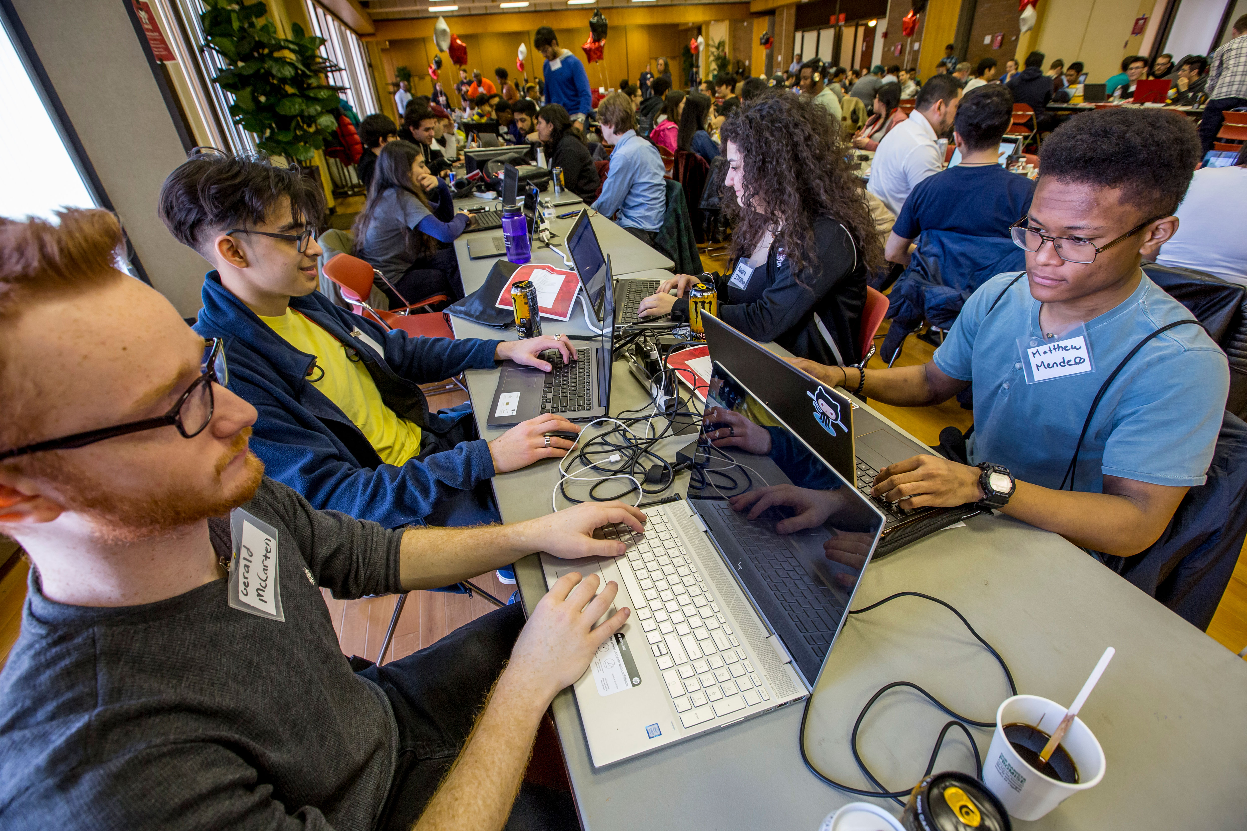 Students at hackathon