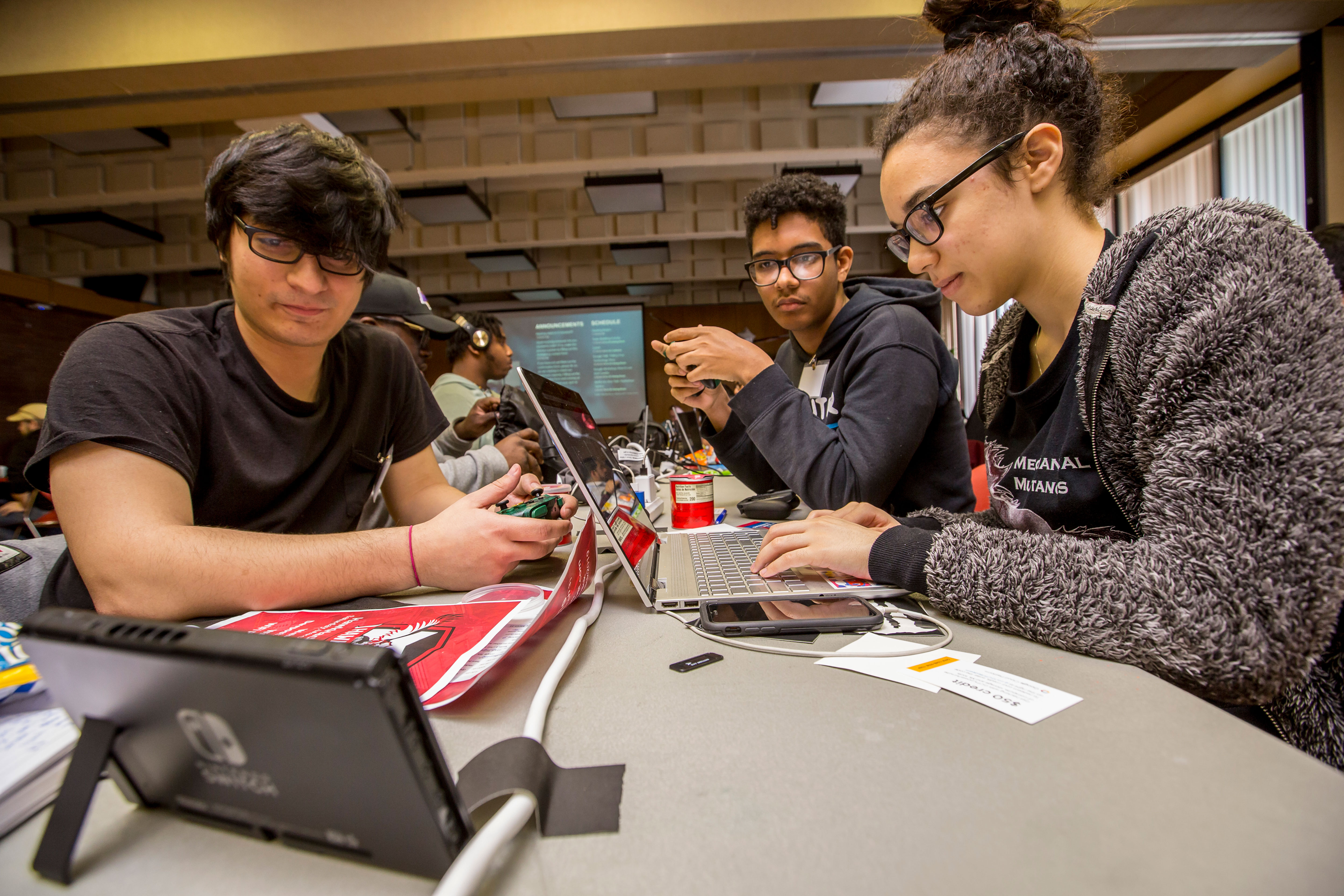Students at hackathon